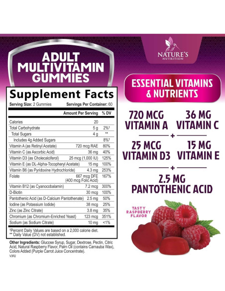 Gomitas Multivitamínicas Nature's Nutrition 120 Unidades