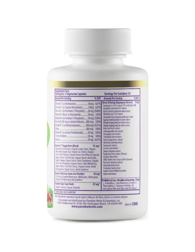 Suplemento B-Complejo Paradise Herbs 60 Cápsulas - Energía y Inmunidad