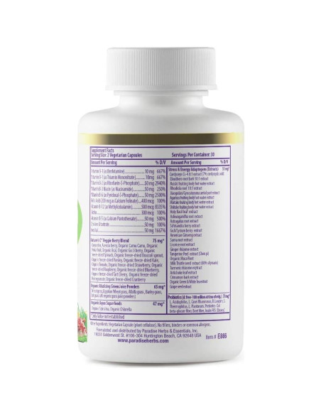 Suplemento B-Complejo Paradise Herbs 60 Cápsulas - Energía y Inmunidad