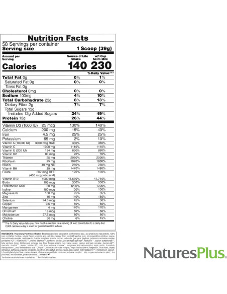 Batido Energético Natures Plus Fuente de Vida 2.27 kg - 13g Proteína Batido Energético Natures Plus Fuente de Vida 2.27 kg - 13g Proteína