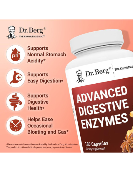 Enzimas Digestivas Avanzadas Dr. Berg 180 Cápsulas con Vinagre