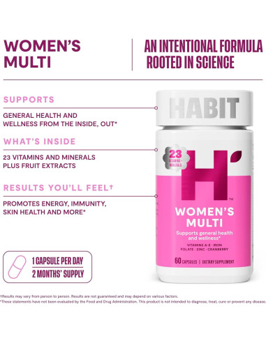 Suplemento Multivitamínico para Mujeres Habit 60 Cápsulas - 23 Vitaminas y Minerales