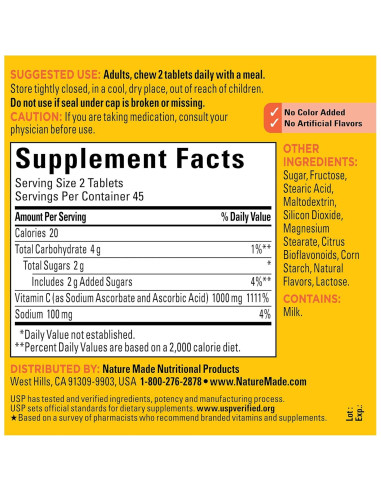 Nature Made Vitamina C Masticable 1000 mg - 90 Tabletas