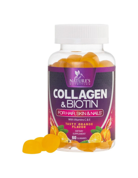 Gomitas de Colágeno Nature's Nutrition 60 Unidades - Biotina, Vitamina C y Zinc Gomitas de Colágeno Nature's Nutrition 60 Unidades - Biotina, Vitamina C y Zinc