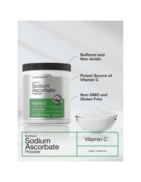 Polvo de Ascorbato de Sodio Bufferizado Horbaach 453.6 g Polvo de Ascorbato de Sodio Bufferizado Horbaach 453.6 g