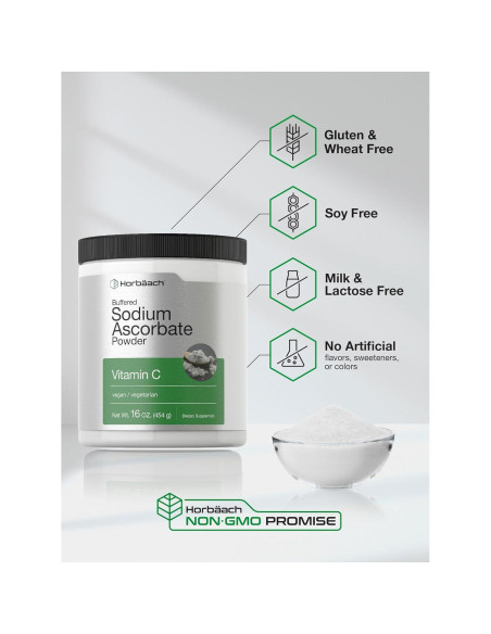 Polvo de Ascorbato de Sodio Bufferizado Horbaach 453.6 g Polvo de Ascorbato de Sodio Bufferizado Horbaach 453.6 g