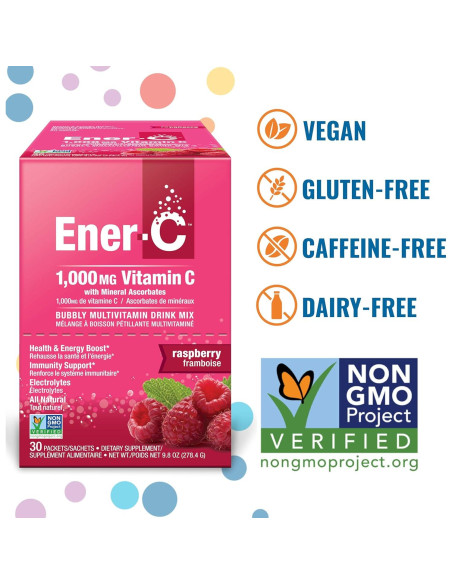 Mezcla de Bebida Multivitamínica Ener-C Frambuesa 60 Paquetes
