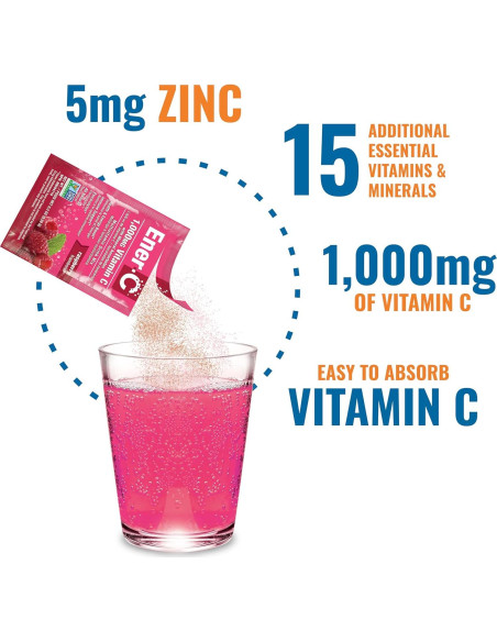 Mezcla de Bebida Multivitamínica Ener-C Frambuesa 60 Paquetes