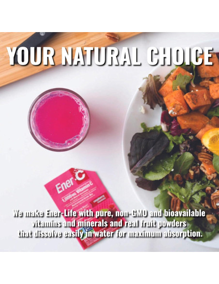 Mezcla de Bebida Multivitamínica Ener-C Frambuesa 60 Paquetes