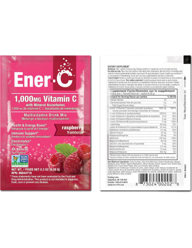 Mezcla de Bebida Multivitamínica Ener-C Frambuesa 60 Paquetes
