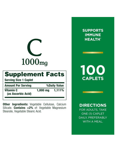 Suplemento de Vitamina C 1000mg Nature's Bounty 100 Tabletas
