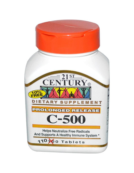 Tabletas de Vitamina C 500 mg 21st Century - 110 unidades