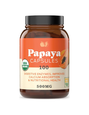 Cápsulas de Enzimas de Papaya Orgánica Complete Natural - 500mg