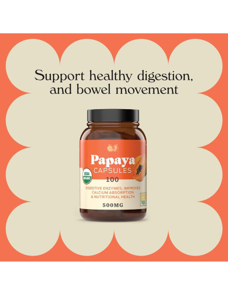 Cápsulas de Enzimas de Papaya Orgánica Complete Natural - 500mg
