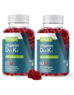 Gomas de Vitamina D3 K2 Viteey 1000 UI 100mcg 120 Gomas Sabor Fresa