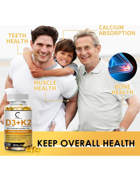 Suplemento Vitamina D3 K2 GPGP 5000 UI 200 mcg 120 Cápsulas