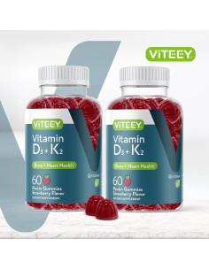 Gomas de Vitamina D3 K2 Viteey 1000 UI 100mcg 120 Gomas Sabor Fresa 2