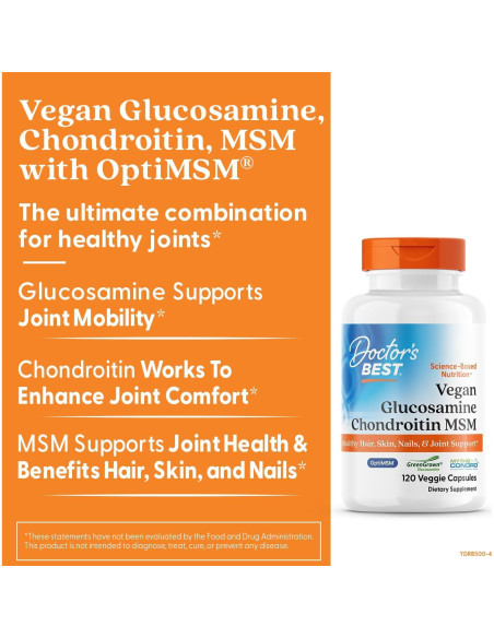 Glucosamina Condroitina MSM Vegana Doctor's Best 120 Cápsulas