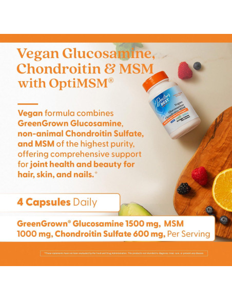 Glucosamina Condroitina MSM Vegana Doctor's Best 120 Cápsulas