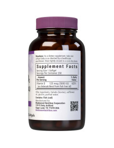 Vitamina D3 5000 UI Bluebonnet Nutrition 250 Softgels 2