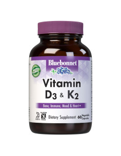 Vitaminas D3 y K2 Bluebonnet Nutrition 60 Cápsulas Vegetales