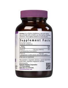 Vitaminas D3 y K2 Bluebonnet Nutrition 60 Cápsulas Vegetales 2