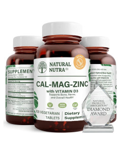 Suplemento Natural de Calcio Magnesio Zinc con Vitamina D3 - 300 Tabletas
