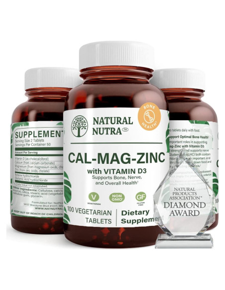 Suplemento Natural de Calcio Magnesio Zinc con Vitamina D3 - 300 Tabletas