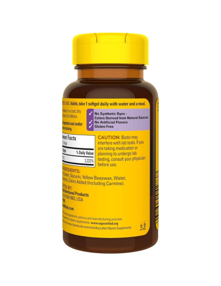 Suplemento de Biotina Nature Made 1000 mcg 120 Softgels