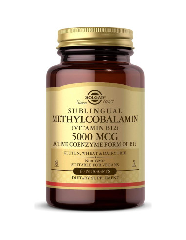 Solgar Metilcobalamina Vitamina B12 5000 mcg y Zinc Quelado 250 Tabletas