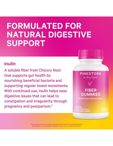 Gomitas de Fibra Pink Stork para Embarazo - 60 Masticables