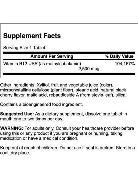 Swanson Metilcobalamina Vitamina B-12 2.5 mg 60 Tabletas