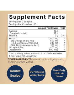 Suplemento de Aceite de Kril Antártico Nature Bell 2000mg 240 Geles 2