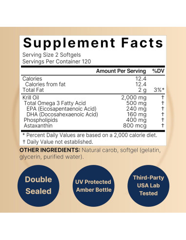 Suplemento de Aceite de Kril Antártico Nature Bell 2000mg 240 Geles