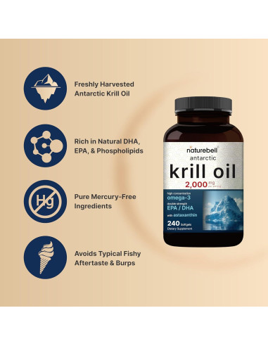 Suplemento de Aceite de Kril Antártico Nature Bell 2000mg 240 Geles