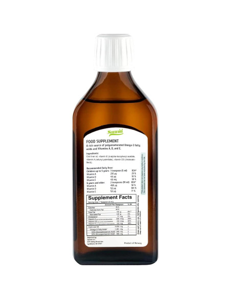 Aceite de Hígado de Bacalao Sanniti 250 mL Sin Sabor Omega-3