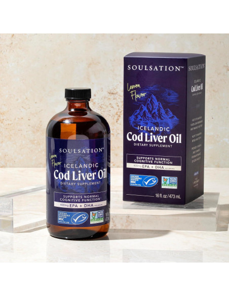 Aceite de Hígado de Bacalao Soulsation 473ml - Omega 3, Vitamina A y D Aceite de Hígado de Bacalao Soulsation 473ml - Omega 3, Vitamina A y D