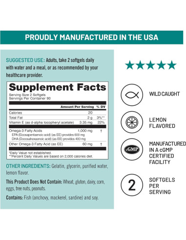 Suplemento Omega 3 NatureWise 1000mg + Vitamina E 180 Cápsulas