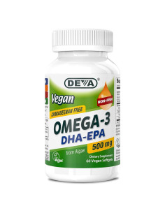 DEVA Omega-3 DHA-EPA Vegano 500mg 60 Cápsulas Blandas