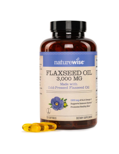 NatureWise Aceite de Semilla de Lino 3000 mg Omega 3 120 Gelatinas