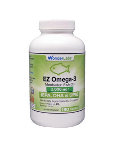 EZ Omega-3 Suplemento de Aceite de Pescado Menhaden 2000 mg 180 Cápsulas