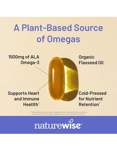 NatureWise Aceite de Semilla de Lino 3000 mg Omega 3 120 Gelatinas
