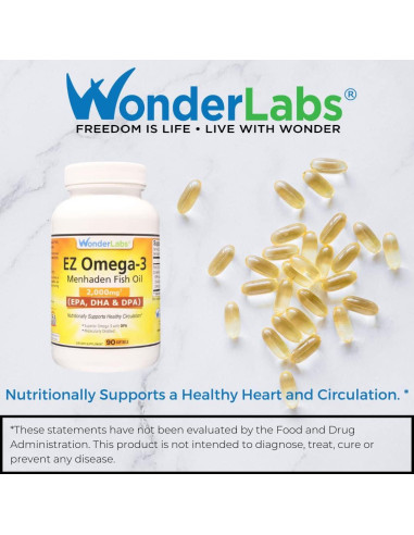 EZ Omega-3 Suplemento de Aceite de Pescado Menhaden 2000 mg 180 Cápsulas