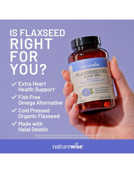NatureWise Aceite de Semilla de Lino 3000 mg Omega 3 120 Gelatinas