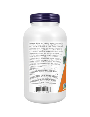 Suplemento de Óxido de Magnesio NOW Foods 226g - Energía y Enzimas