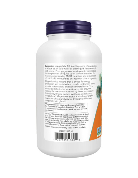 Suplemento de Óxido de Magnesio NOW Foods 226g - Energía y Enzimas