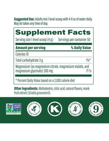 MegaFood Polvo de Magnesio Glicinato 200 g - Limonada Frambuesa