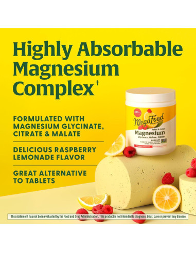 MegaFood Polvo de Magnesio Glicinato 200 g - Limonada Frambuesa