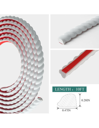 Moldura de Pared Autoadhesiva PVC Blanco 10FT 0.47x0.28cm