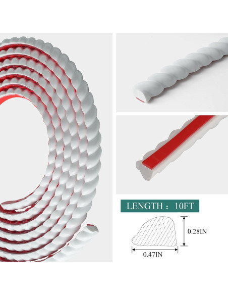 Moldura de Pared Autoadhesiva PVC Blanco 10FT 0.47x0.28cm Moldura de Pared Autoadhesiva PVC Blanco 10FT 0.47x0.28cm